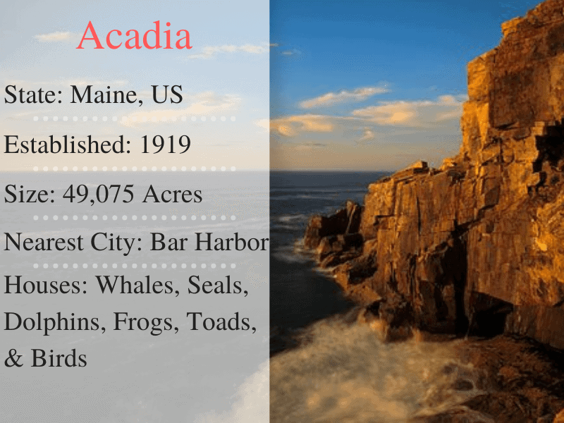 Acadia National Parks Facts